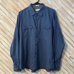 Calvin Klein 100% Cotton Blue Square Plaid Button Down Dress Shirt Checkered